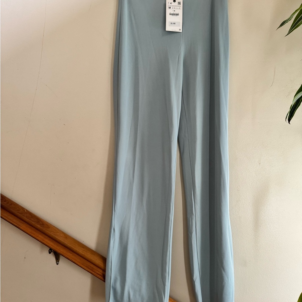 Zara Straight Leg Pants in Light Blue
